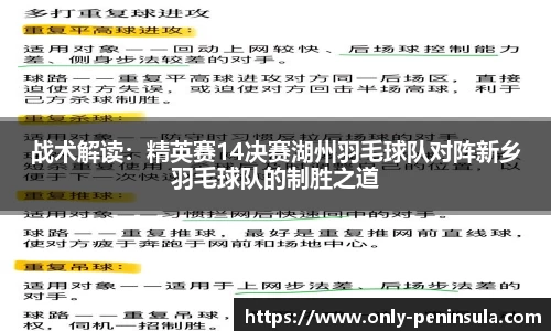 战术解读：精英赛14决赛湖州羽毛球队对阵新乡羽毛球队的制胜之道